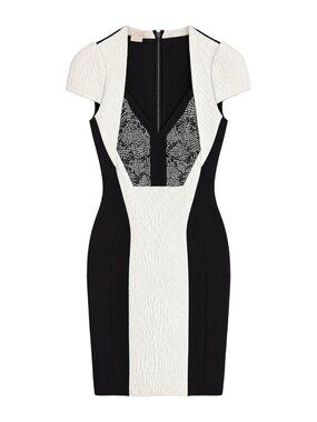 Antonio Berardi Black and White Cap-Sleeve Sheath Dress